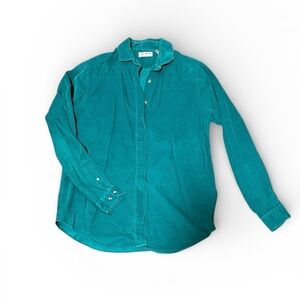 Turquoise Corduroy Button-Up Shirt